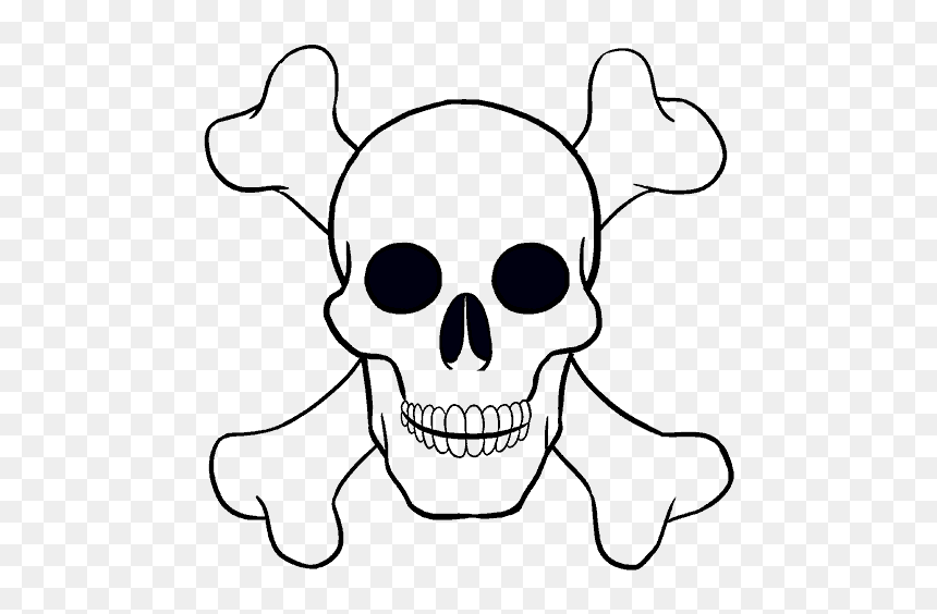 Easy Drawing Of A Skull, HD Png Download - skull and cross bones png