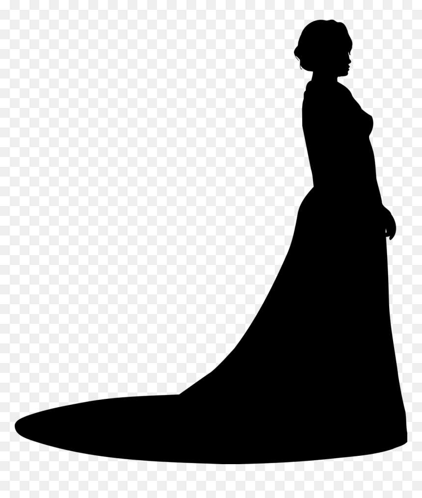 Woman In Wedding Dress Silhouette, HD Png Download - white dress png