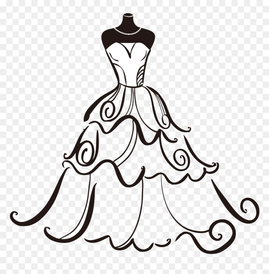 Wedding Dress Clipart, HD Png Download - white dress png