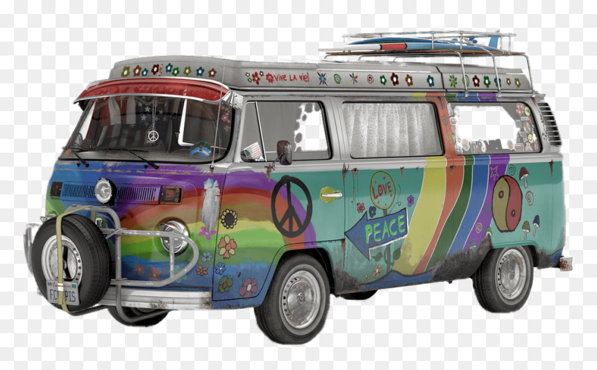 Vw T2 Hippie Bus, HD Png Download - minivan png