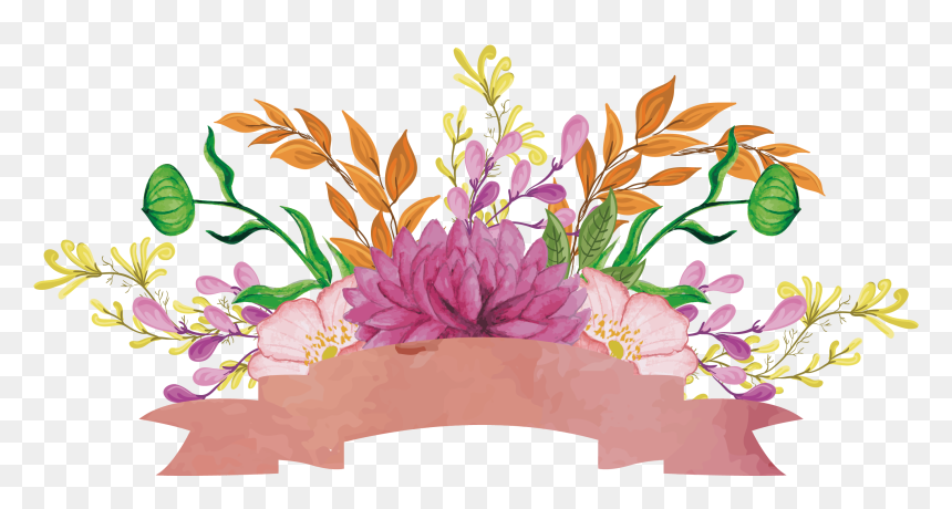 Floral Design Ribbon Watercolor Painting - Watercolor Painting, HD Png Download - ribbon vector png
