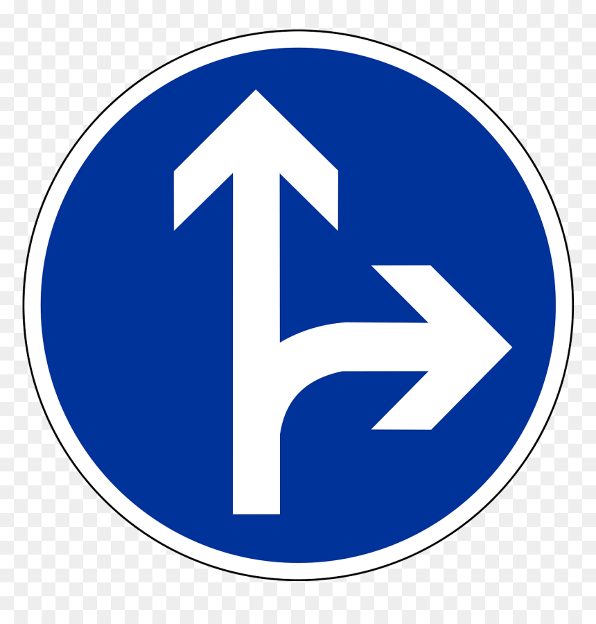 Traffic Sign Road Sign Shield - Turn Right Or Left Sign Board, HD Png Download - straight road png