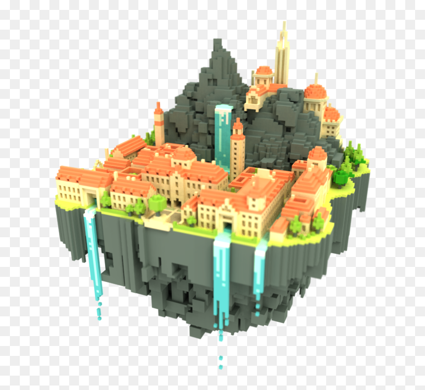 Front 364 Kb - Voxel Pixel Art Game, HD Png Download - floating island png