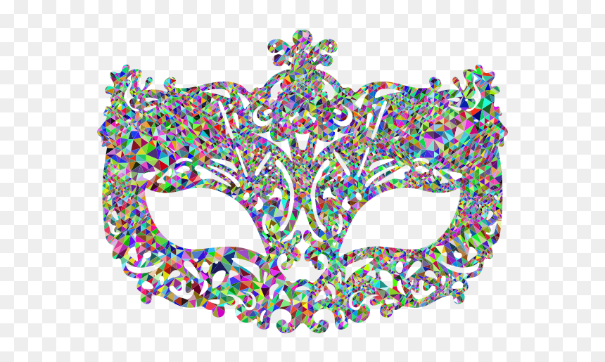 Low Poly Prismatic Carnival Mask - Transparent Background Masquerade Mask Png, Png Download - mardi gras mask png