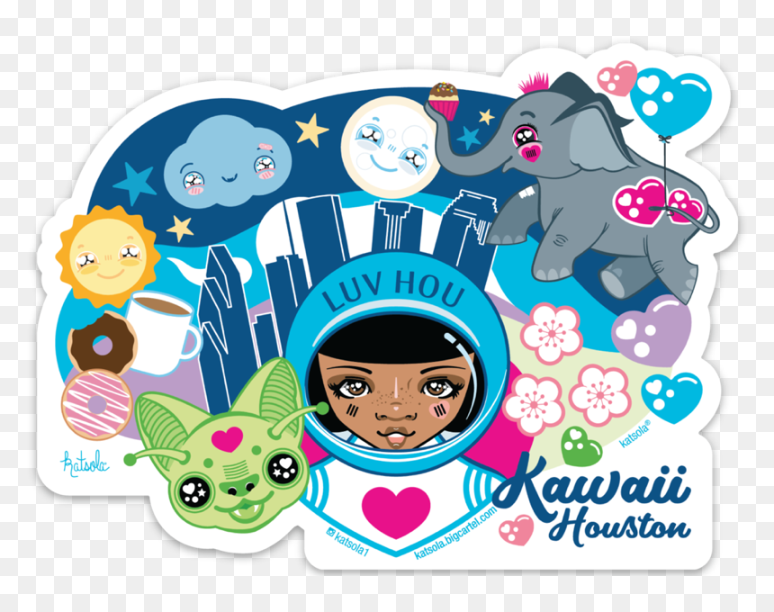Luv Hou, Kawaii Houston Houtx Katsola Houston - Cartoon, HD Png Download - houston skyline png
