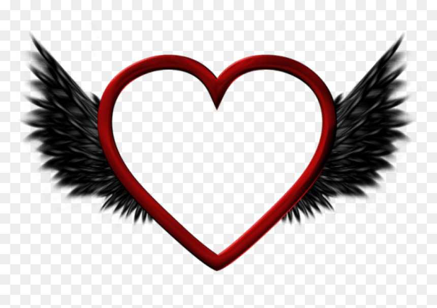 Free Png Red Transparent Heart With Black Wings Png - Heart With Wings Png, Png Download - black wings png
