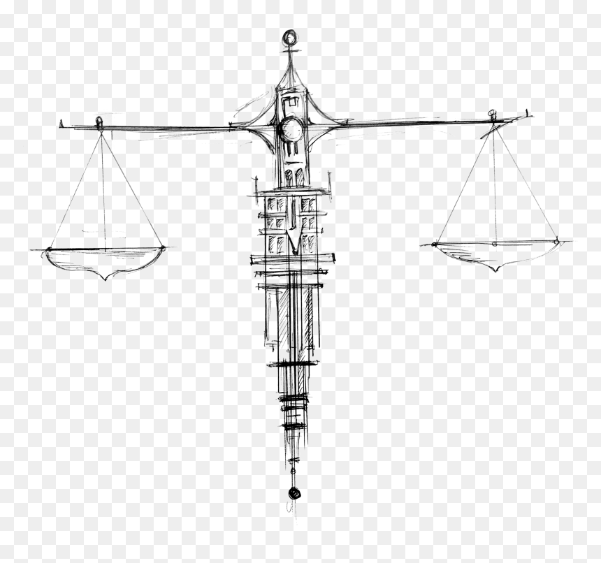 Scales Of Justice , Png Download - Justice Scales Sketch Transparent, Png Download - justice png