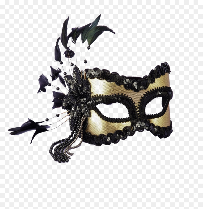 Venetian Mask Png Image Background - Carnival Mask Black And Gold, Transparent Png - mardi gras mask png