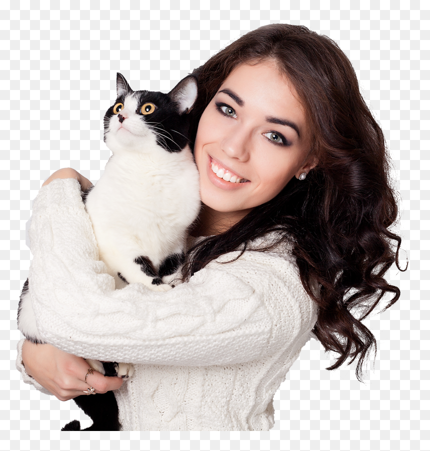 Woman With Cat Transparent, HD Png Download - cat.png
