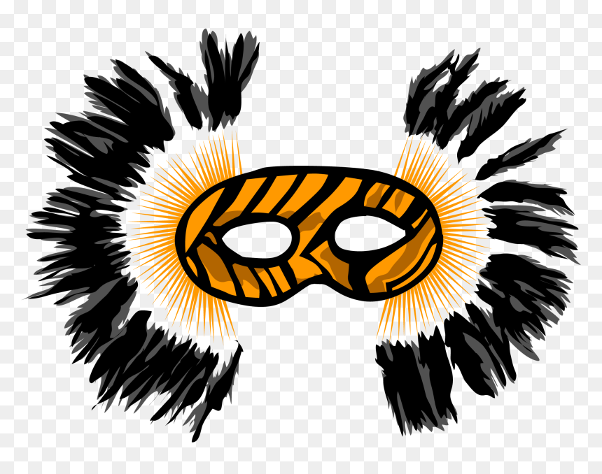 Mardi Gras Mask Orange Feathers Clip Art - Clip Art, HD Png Download - mardi gras mask png