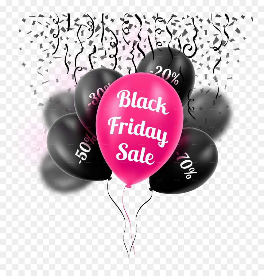 Pink And Black Balloons Png - Balloon Black Friday Png, Transparent Png - pink balloons png