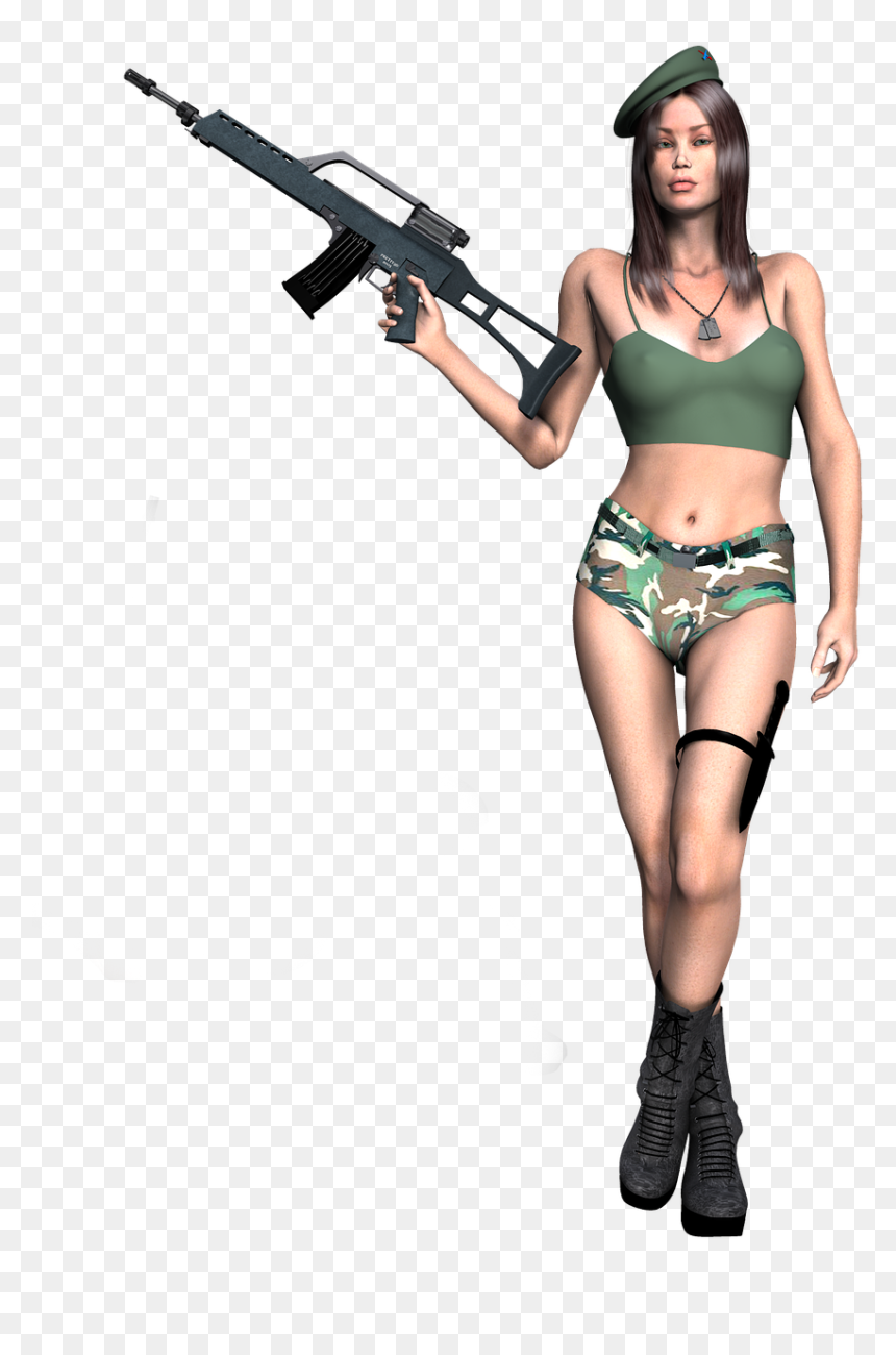 Girl With Gun Png, Transparent Png - gun.png