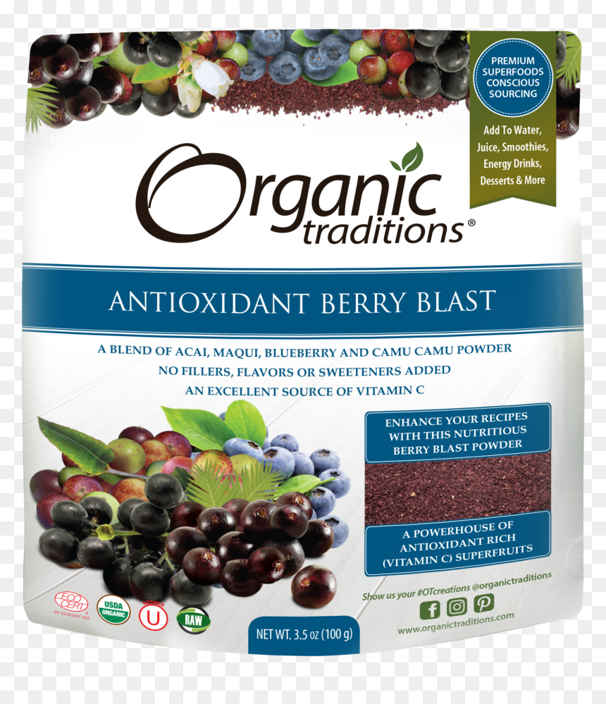 Organic Traditions Antioxidant Berry Blast, HD Png Download - blueberries png
