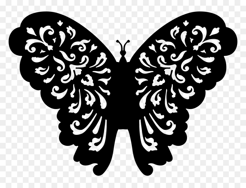 Flourishful Butterfly Silhouette Clip Arts - Butterfly Silhouette, HD Png Download - butterfly silhouette png