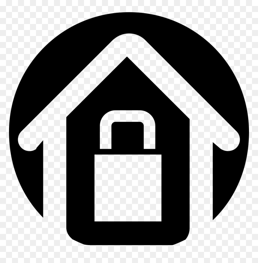 House With Lock Outline On A Circular Black Background - Icono Casa Fondo Negro, HD Png Download - house outline png