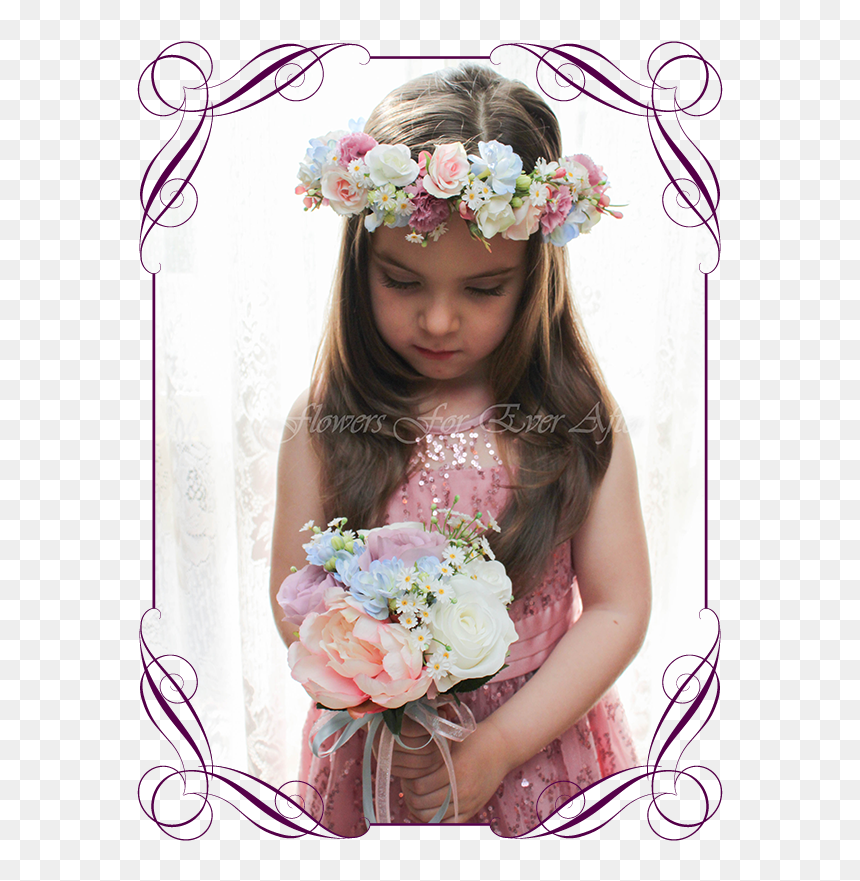 Peonies Roses And Baby's Breath Bouquets, HD Png Download - blue flower crown png