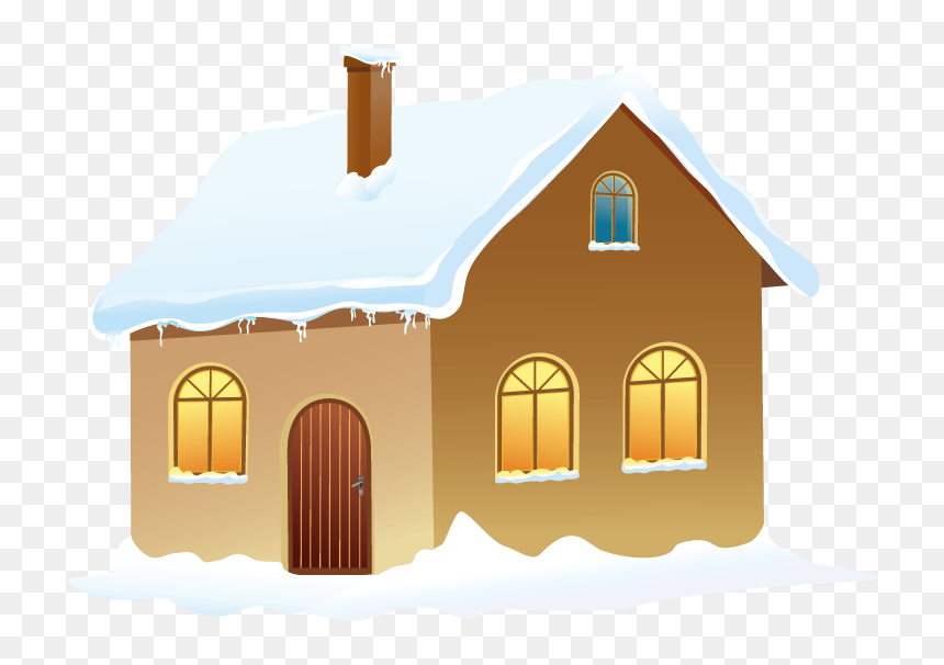 Winter House With Snow - Winter House Clipart, HD Png Download - snowing png