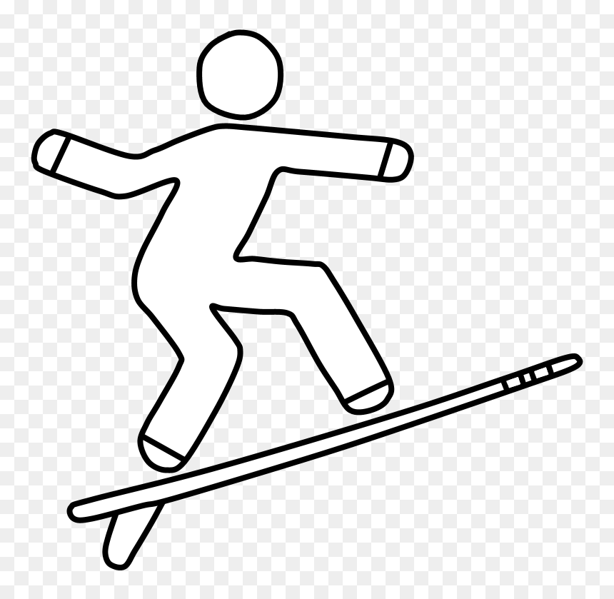 Surfer, Surf Board, Black And White - Clip Art, HD Png Download - surfer png
