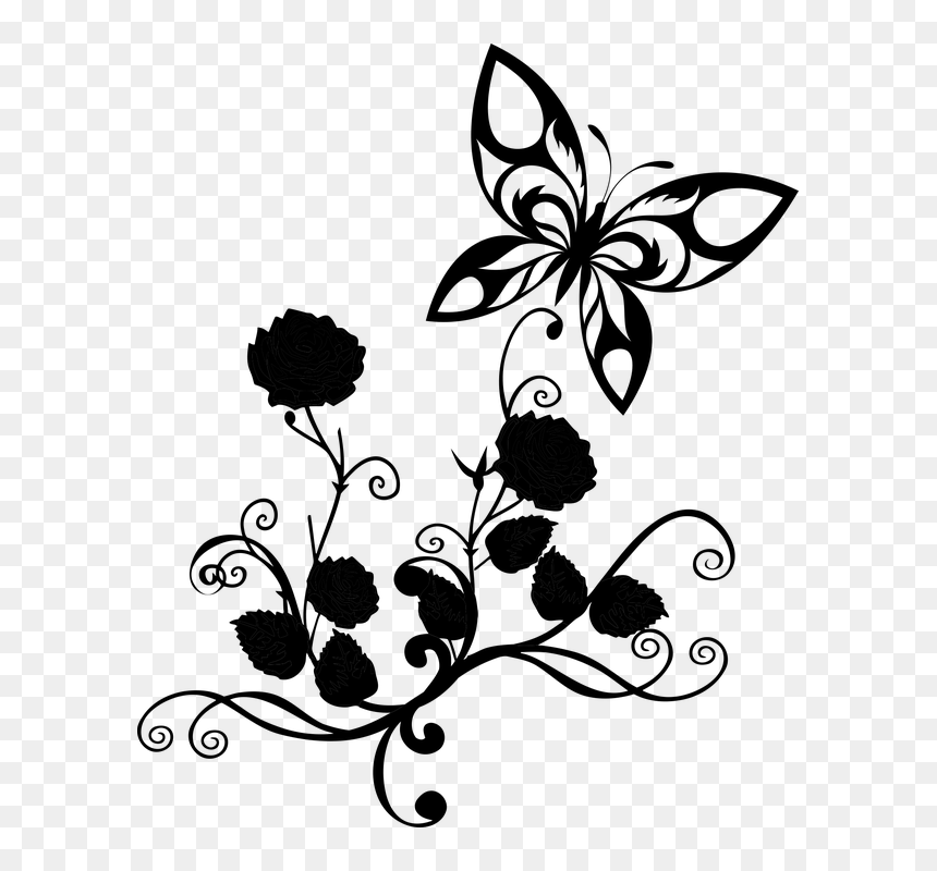 Butterfly Png Black N White, Transparent Png - butterfly silhouette png