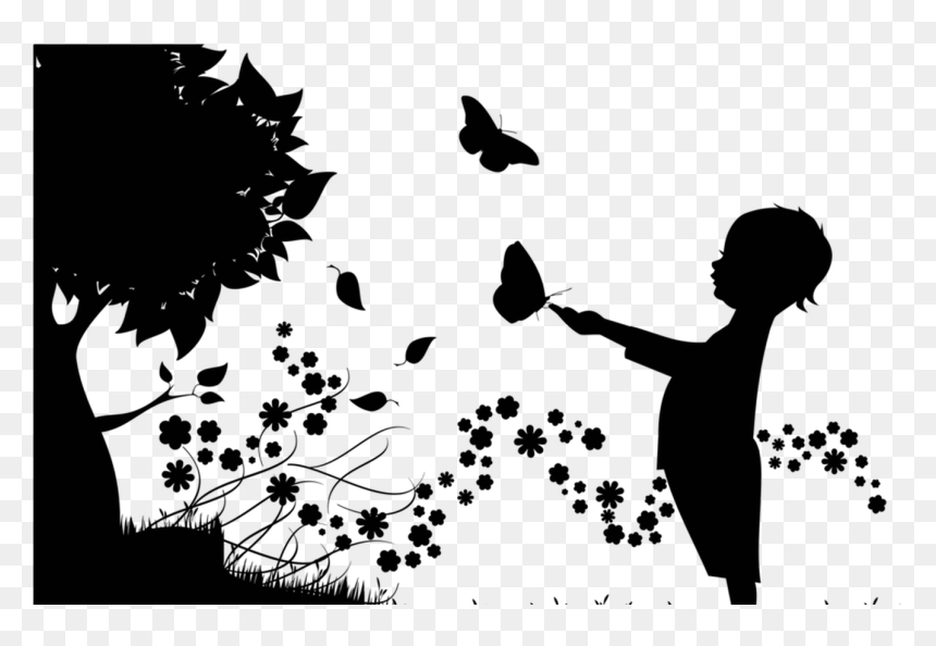 Butterfly Child Silhouette Drawing Free Commercial - If A Child Can T Learn The Way We Teach Maybe We Should, HD Png Download - butterfly silhouette png