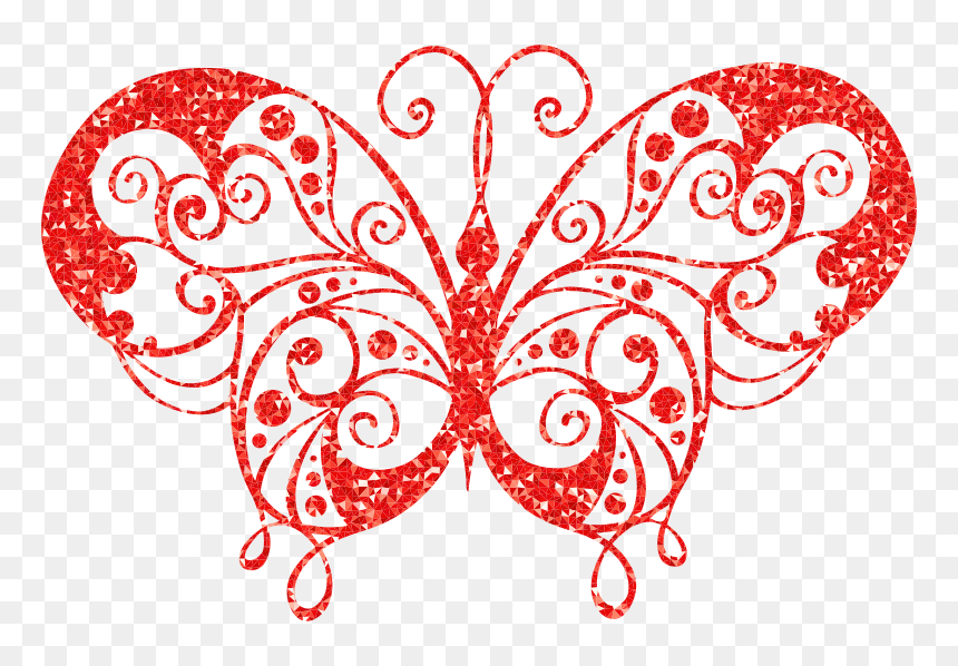 Ruby High Detail Flourish Butterfly Silhouette - Butterfly Mandala Png, Transparent Png - butterfly silhouette png