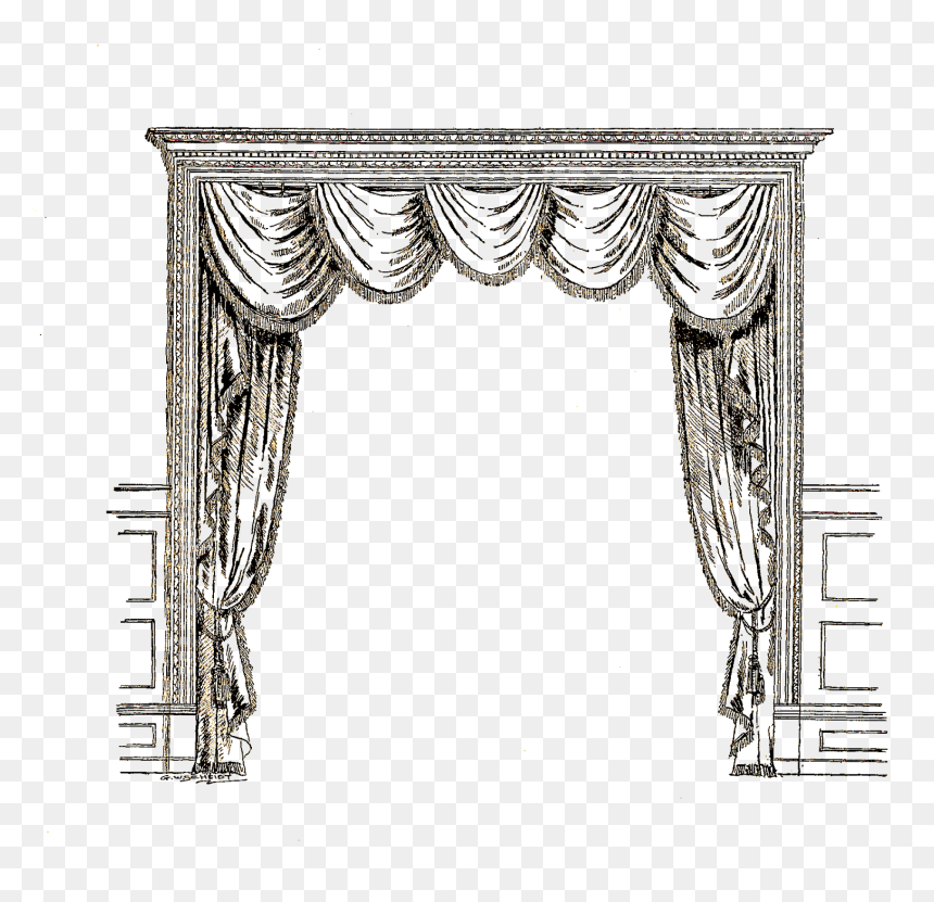 Open Door With Curtains Clip Arts - Transparent Png Images Download Curtain, Png Download - open door png