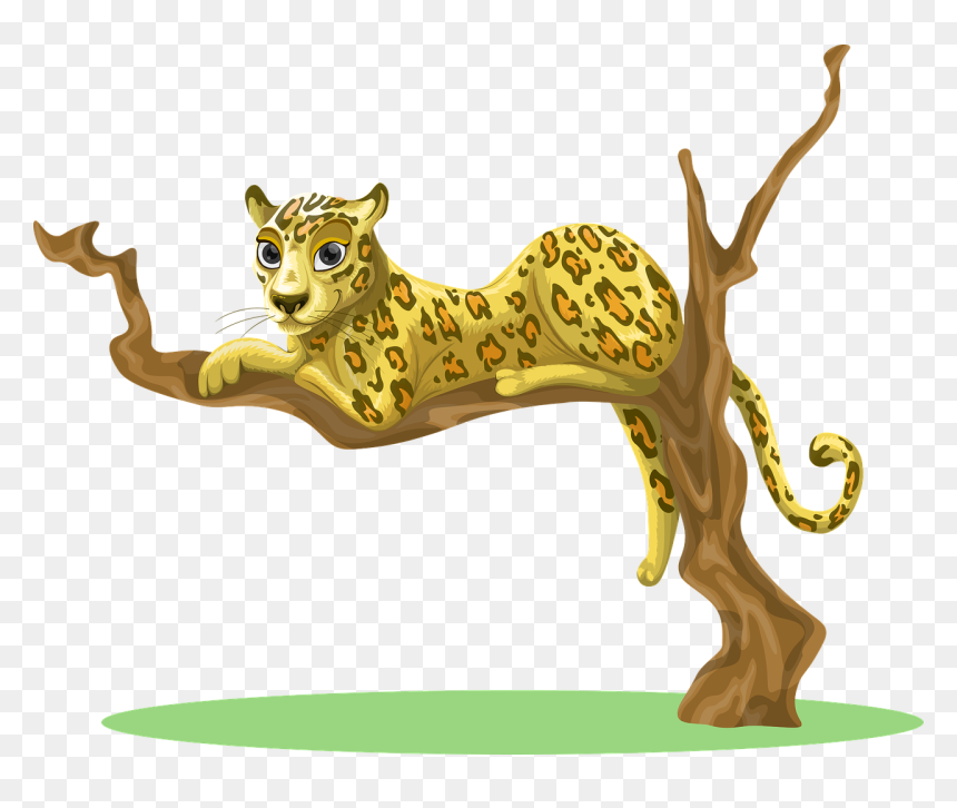Leopard On Tree Clipart, HD Png Download - jungle png