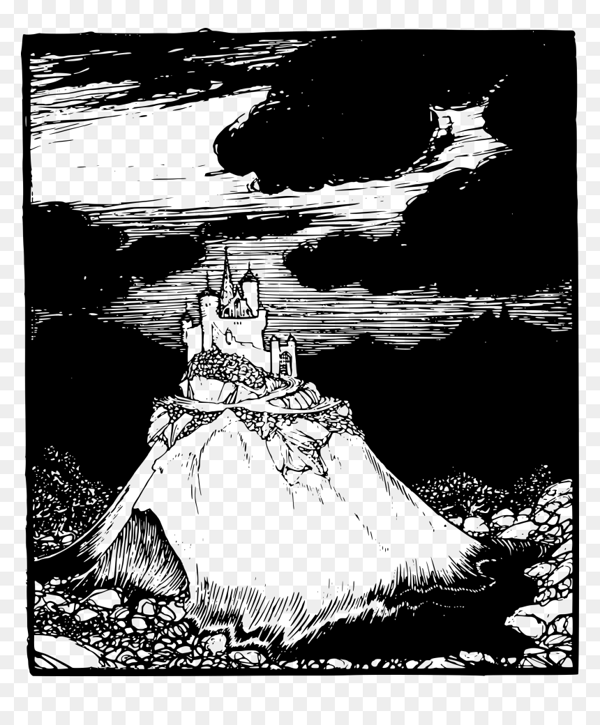 Castle On A Hill Clip Arts - Castle On Hill Outline, HD Png Download - hill png