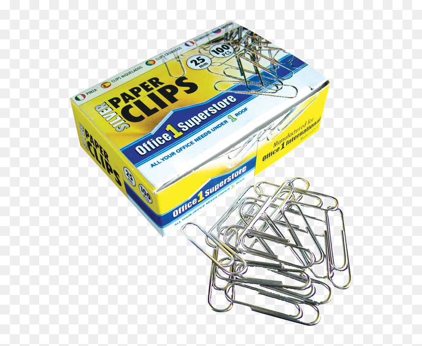 O1s Silver Paper Clips 25mm, 100pcs/paper Box - Paper Clip Box Png, Transparent Png - paper clip png