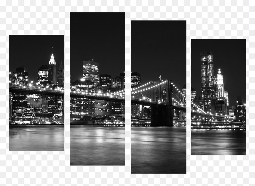 Brooklyn Bridge Wall Art New York Skyline Black And - High Resolution New York City, HD Png Download - new york skyline png