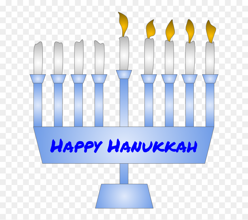 Menorah, Hanukkah, Fourth Night Candle Lit, Blue, HD Png Download - menorah png