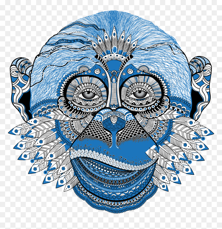 New Years Eve Monkey Clip Arts - Обезьяна Дудлинг, HD Png Download - new years eve png