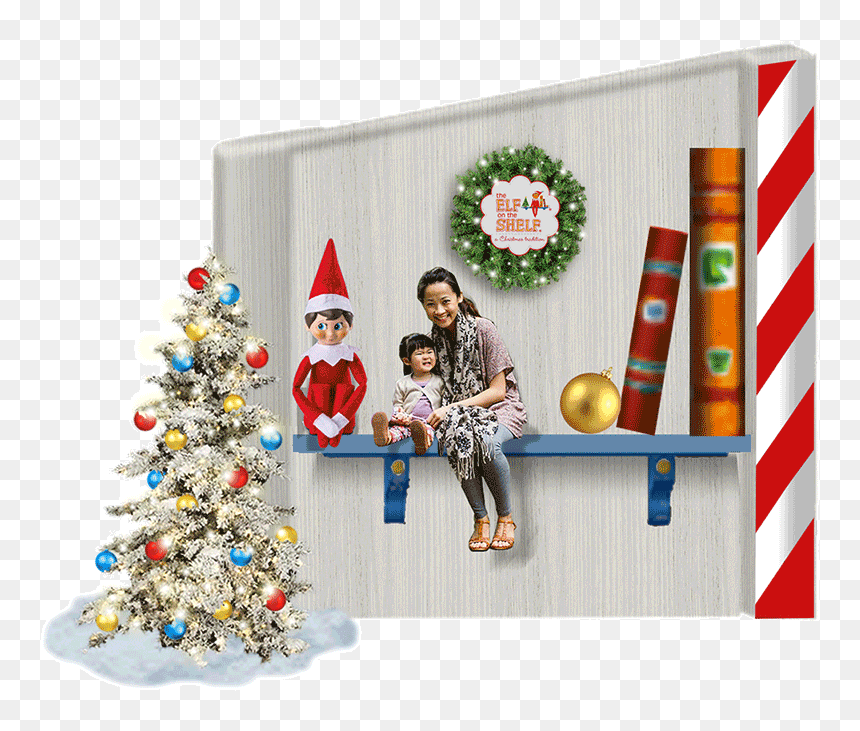 Elf On Shelf Set - Christmas Tree, HD Png Download - elf on the shelf png