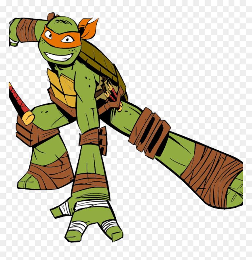 Ninja Turtle Clip Art Camping Clipart Hatenylo - Michelangelo Ninja Turtle Cartoon, HD Png Download - tmnt png