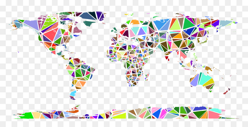 Low Poly Shattered World Map No Background Clip Arts, HD Png Download - world map png transparent background