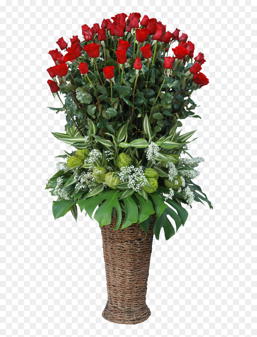 Kithul Vase75 Red Roses - Yellow Saree With Lipstick, HD Png Download - flower stand png