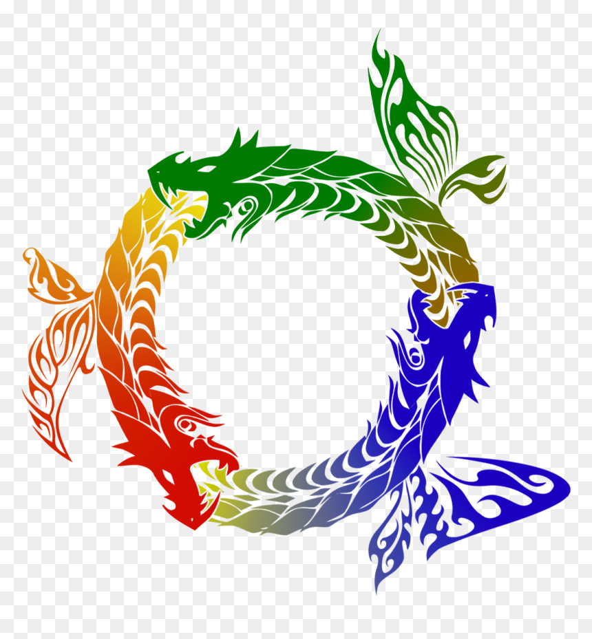 3 Dragon-like Serpents Eating Each Other"s Tails - Illustration, HD Png Download - ouroboros png