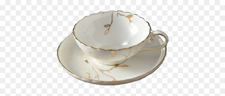 #white #gold #teacup #elegant #aesthetic #cute #pngs - Saucer, Transparent Png - teacup png