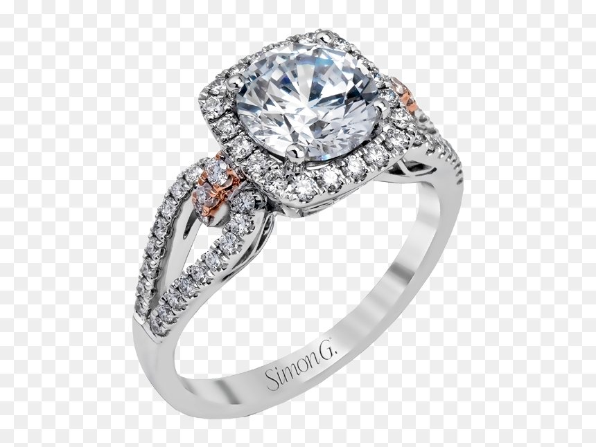 Cushion Diamond Pave Split Shank Engagement Ring, HD Png Download - diamond ring png