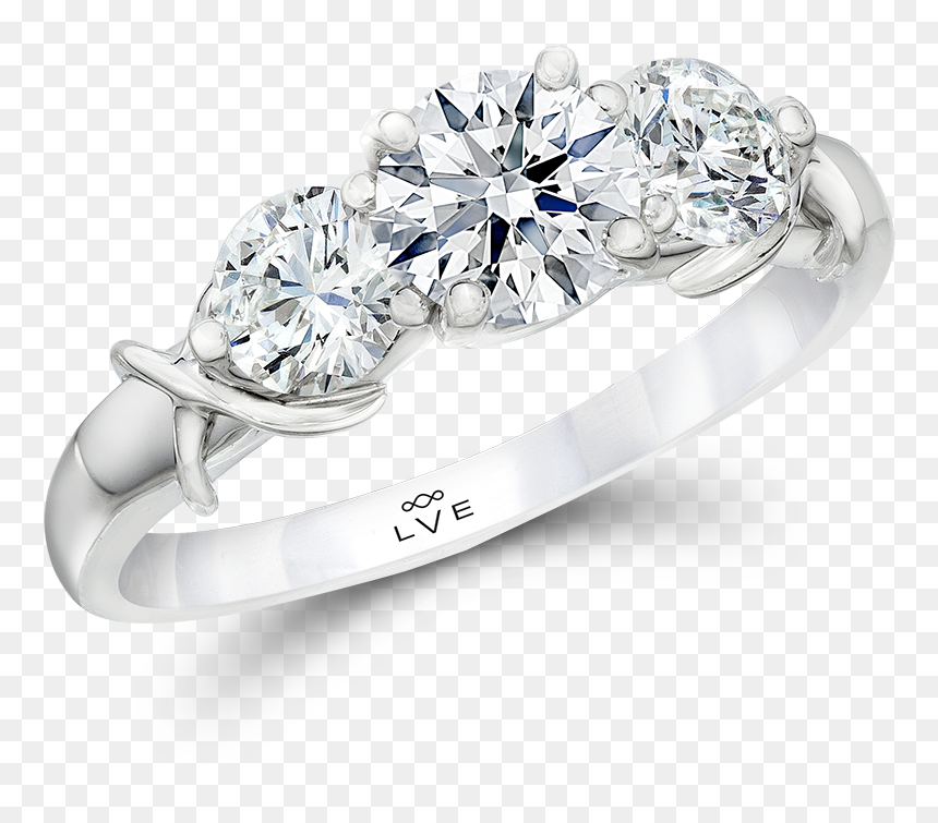 Symbolic And Iconic Lve Three-stone Diamond Ring - 11 Diamond Cluster Ring White Gold, HD Png Download - diamond ring png