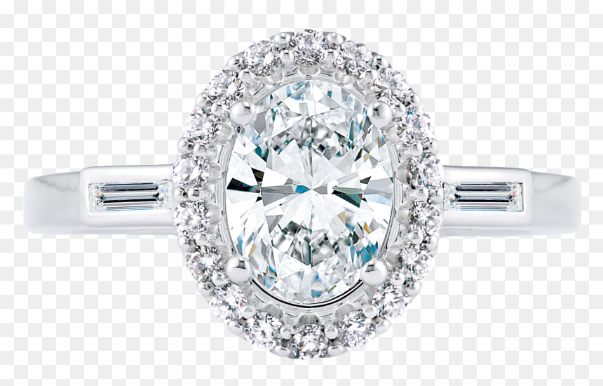 Floral Oval Halo Diamond Ring, HD Png Download - diamond ring png