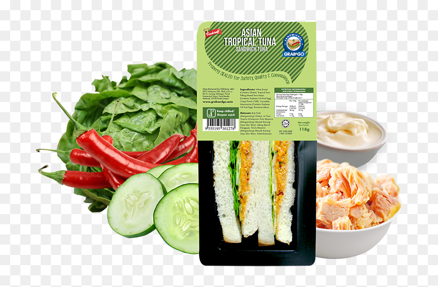 Asian Tropical Tuna - Sandwich Grab And Go, HD Png Download - veg sandwich png
