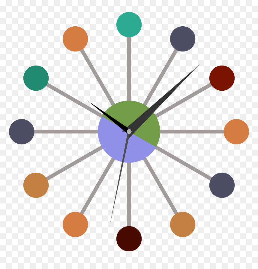 Retro Startburst Wall Clock Clip Arts - Retro Clock Clip Art, HD Png Download - wall watch png