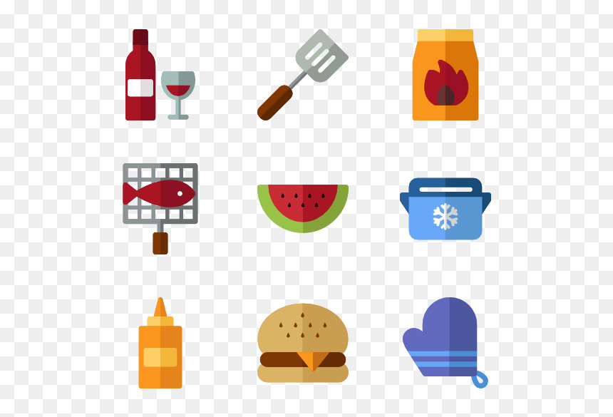 Flat Icon Cooking, HD Png Download - bbq grill png
