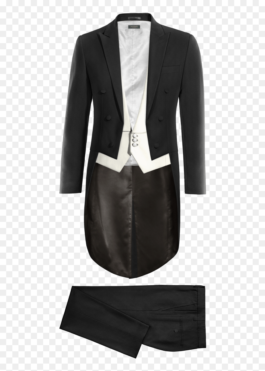 Black Peak Lapel Tailcoat Suit With Black Waistcoat - Зеленый Фрак, HD Png Download - coat and tie png