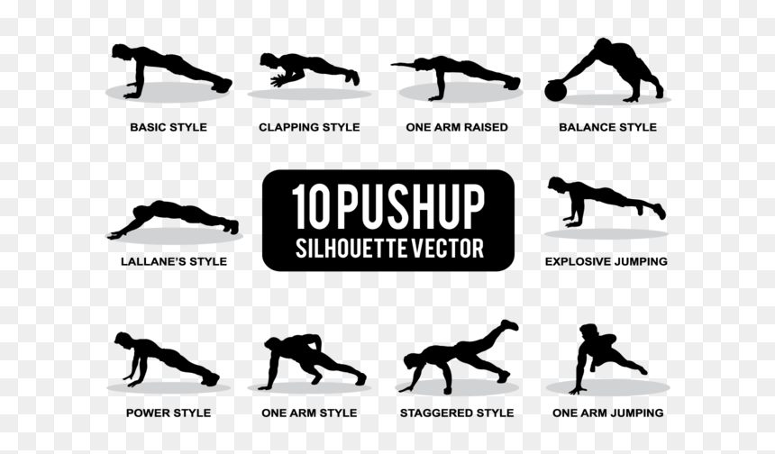 Pushup Silhouettes Vector - One Arm Push Up Silhouette, HD Png Download - cricket ball vector png