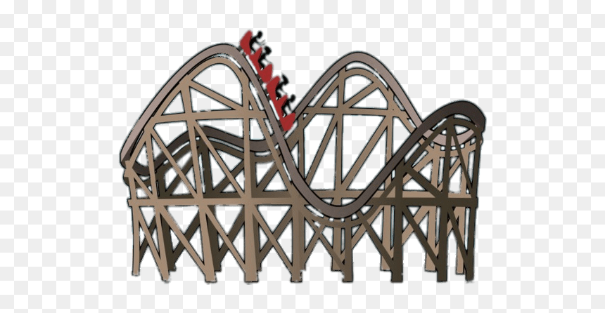 Rollercoaster With Red Cars Clipart Clip Arts - Roller Coaster Cute Clipart, HD Png Download - roller coaster png