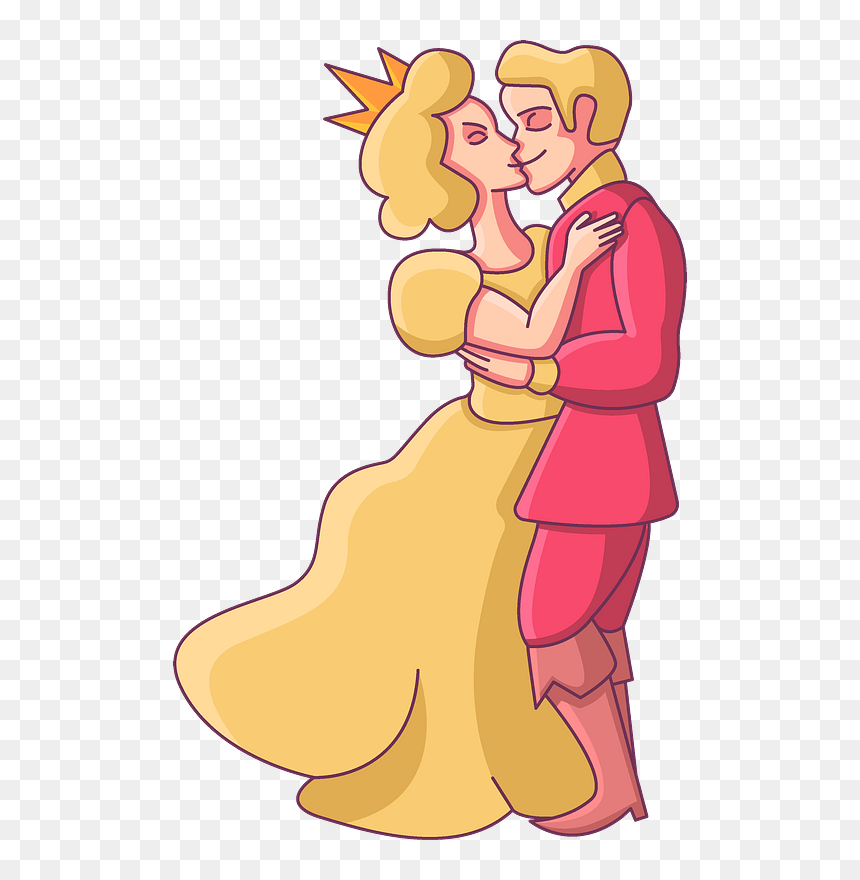 Prince And Princess Kissing Clipart - Cartoon, HD Png Download - prince png