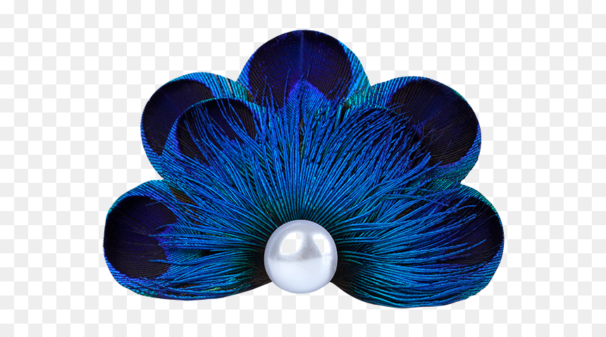 Peacock Feather Pearl Pet Hair Clip - Peacock Feather Hair In Png, Transparent Png - peacock feather png