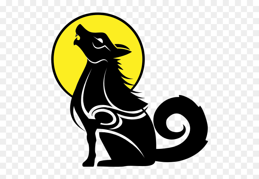 Wolf Tribal Style Silhouette - Wolf, HD Png Download - wolf silhouette png